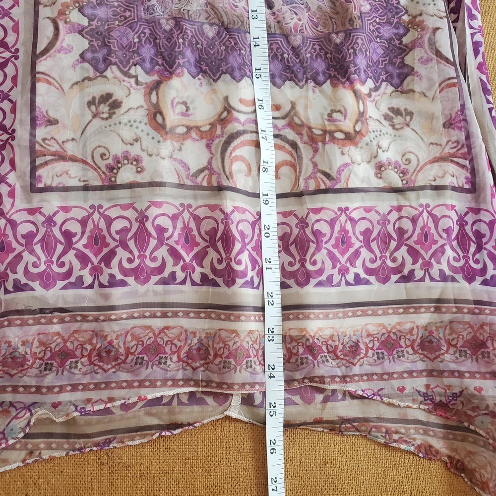 One World Boho Top Womens Sz M Asymmetric Hem Crochet Lace Flowy Fairy Festival - Picture 8 of 13